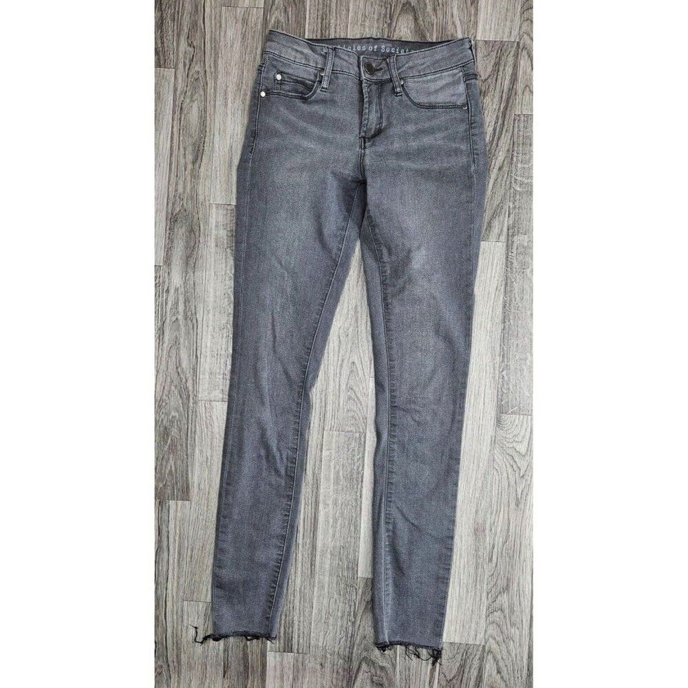 (3/$35) Articles Of Society Womens Size 24 Fringe Hem Pockets Grey Denim Jeans